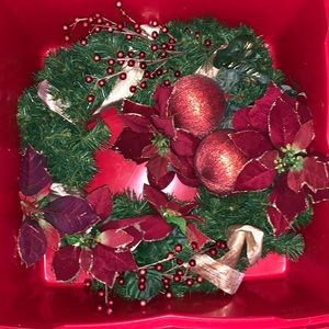 Handmade Christmas wreath with container